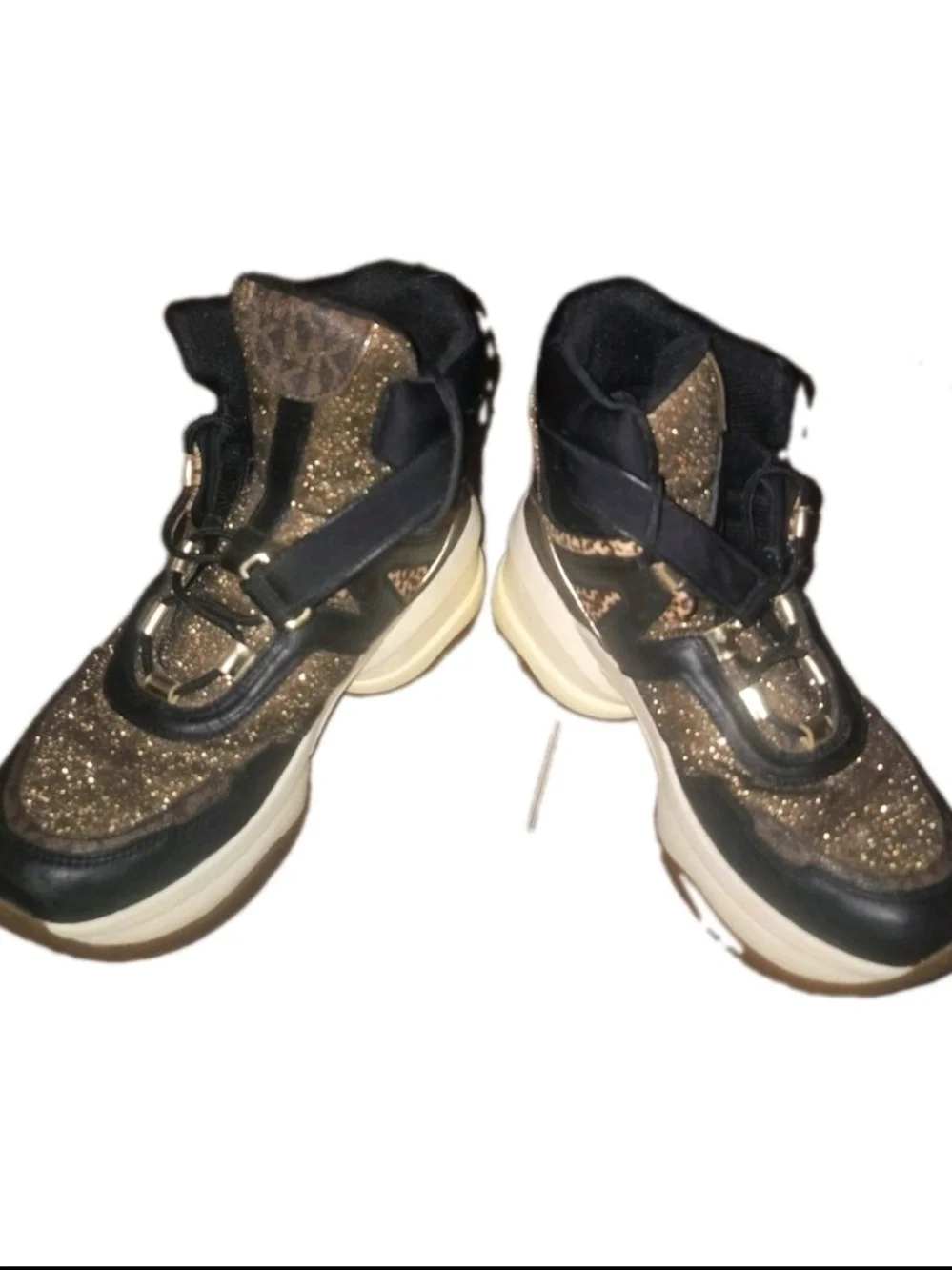 Michael Kors Kids' Gold Glitter High-Top Sneakers